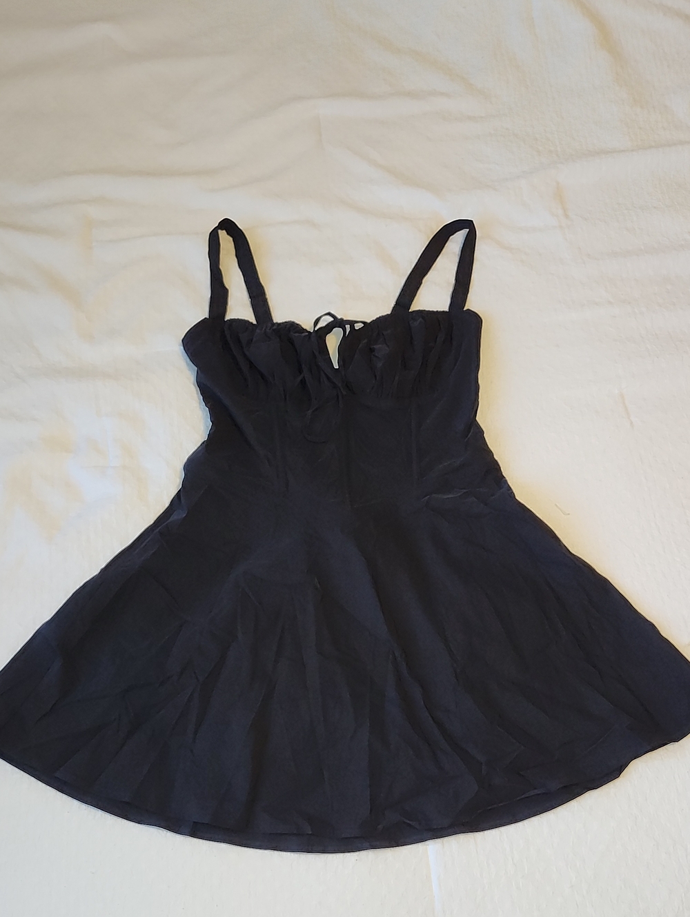 Marthea Black Corset Skater Dress with Ruched Bust - Size L